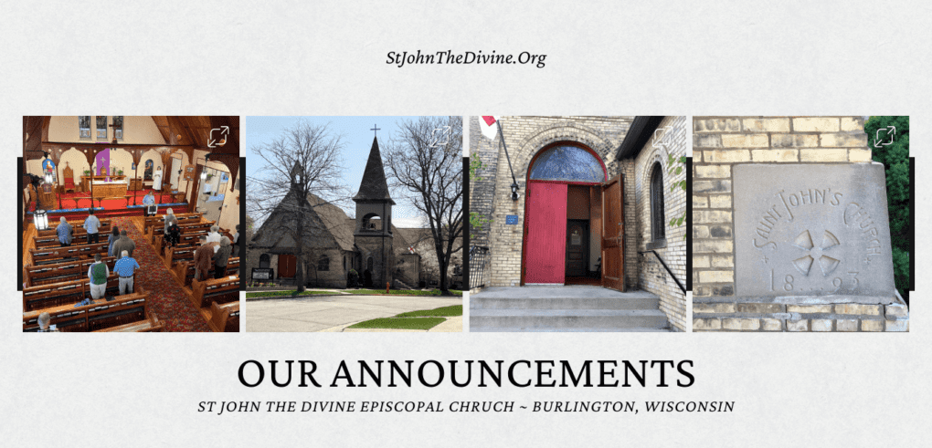 Announcements For St John the Divine