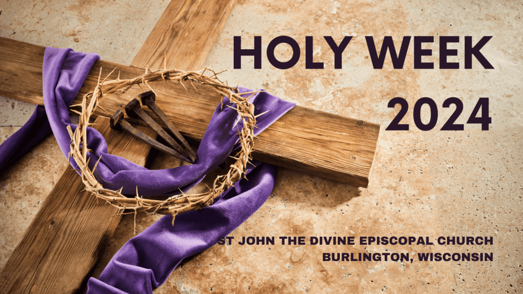 Cross and nails are on the holy week title card